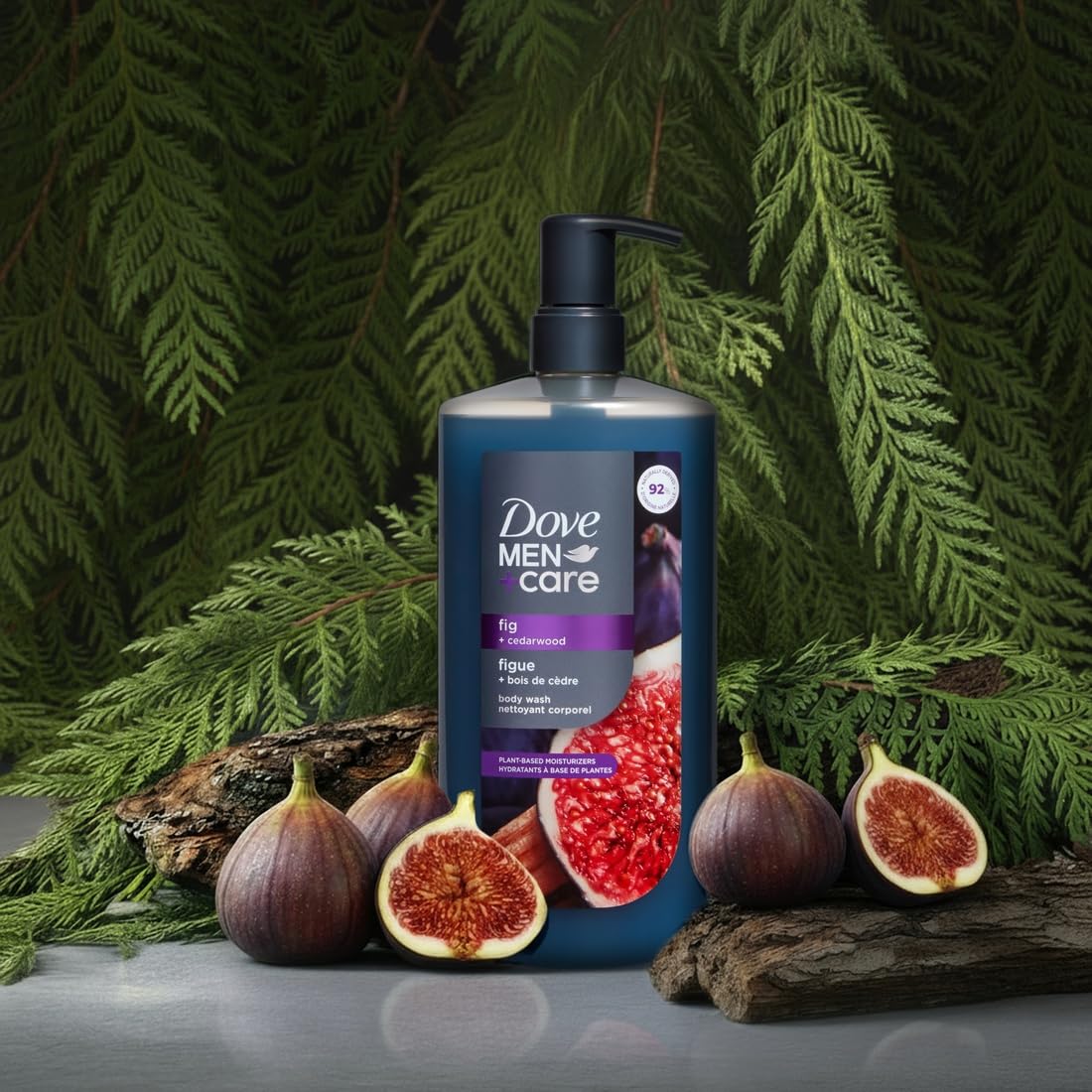 92% naturally derived ingredients including plant-based cleansers and moisturizers