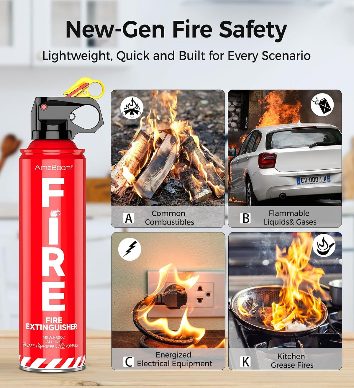 a, b, c, and k fire class rating plus lithium-ion battery suppression