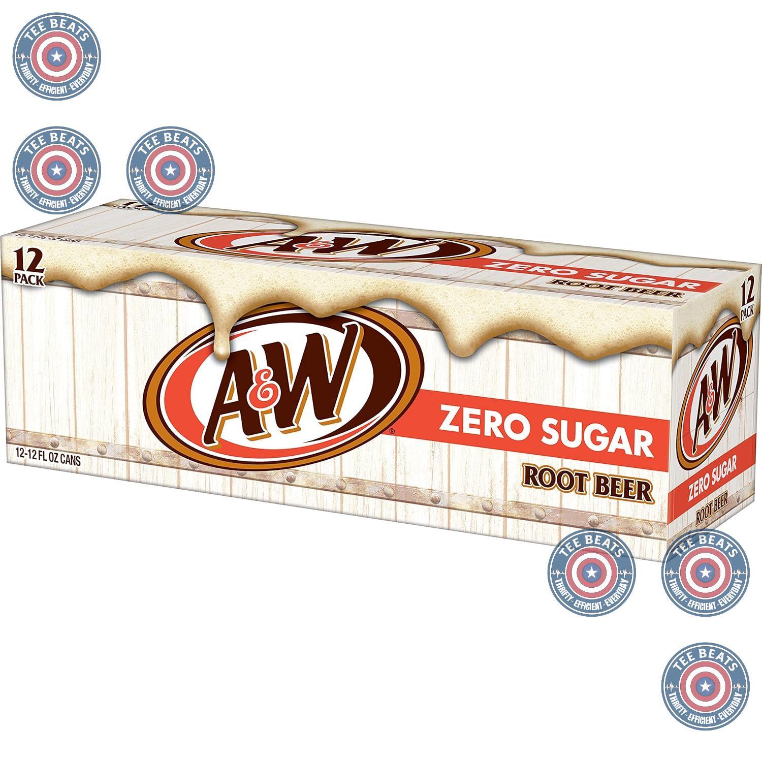 A&W Zero Sugar Root Beer Soda, 12 fl oz cans (12 pack) – Zero Calorie Indulgence for Wellness Routines and Evening Wind-Down