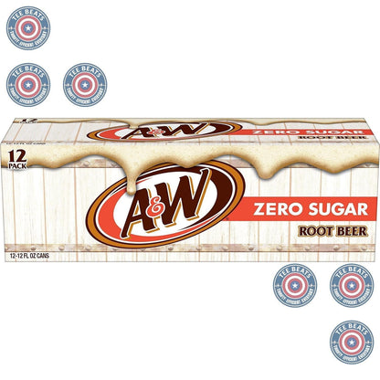 A&W Zero Sugar Root Beer Soda, 12 fl oz cans (12 pack) – Zero Calorie Indulgence for Wellness Routines and Evening Wind-Down