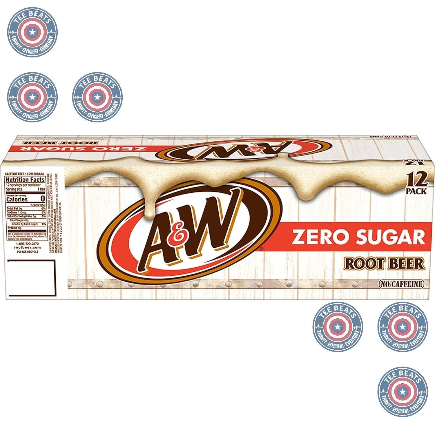 A&W Zero Sugar Root Beer Soda, 12 fl oz cans (12 pack) – Zero Calorie Indulgence for Wellness Routines and Evening Wind-Down
