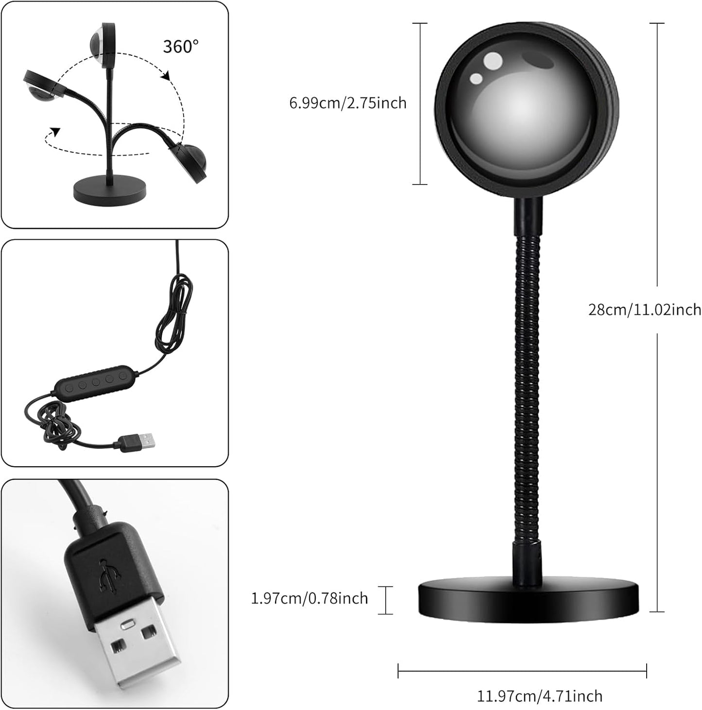Acelisty Sunset Lamp – Romantic Valentine's Day Gift for Her, App-Controlled Mood Light for Bedroom