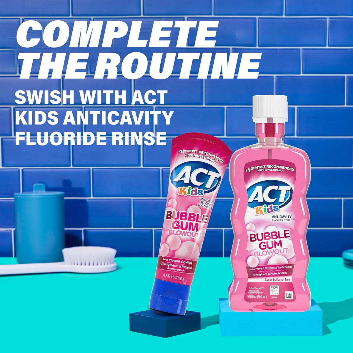 ACT Kids Anticavity Toothpaste – Kid Friendly Bubble Gum Paste for Children's Bedtime and Morning Brushing Routine