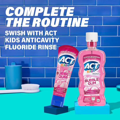 ACT Kids Anticavity Toothpaste – Kid Friendly Bubble Gum Paste for Children's Bedtime and Morning Brushing Routine