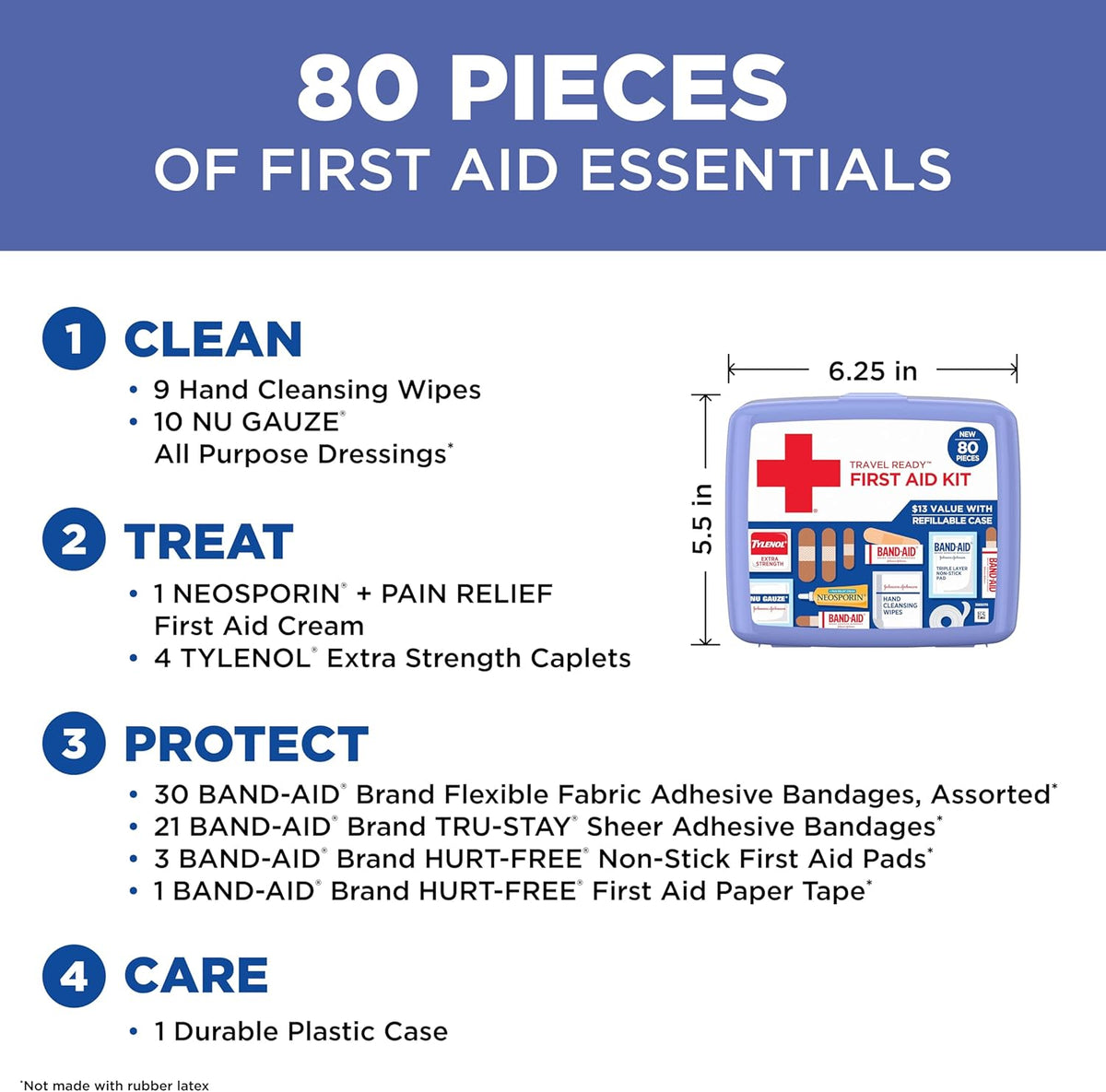 adhesive bandages not made with natural rubber latex in assorted sizes
