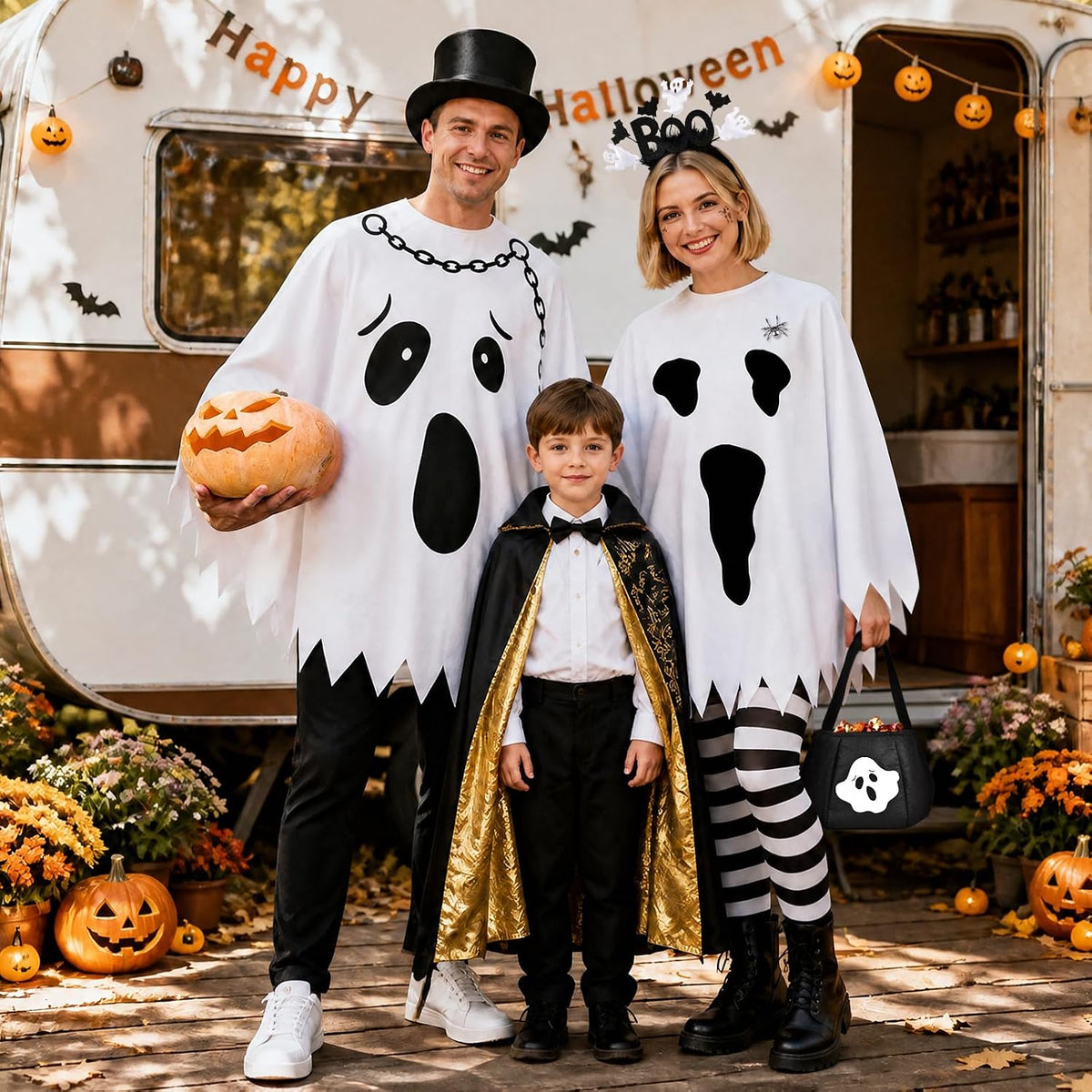 Adult Halloween Costume Bundle – Streamlined All-in-One Look with Neutral White or Orange Tone