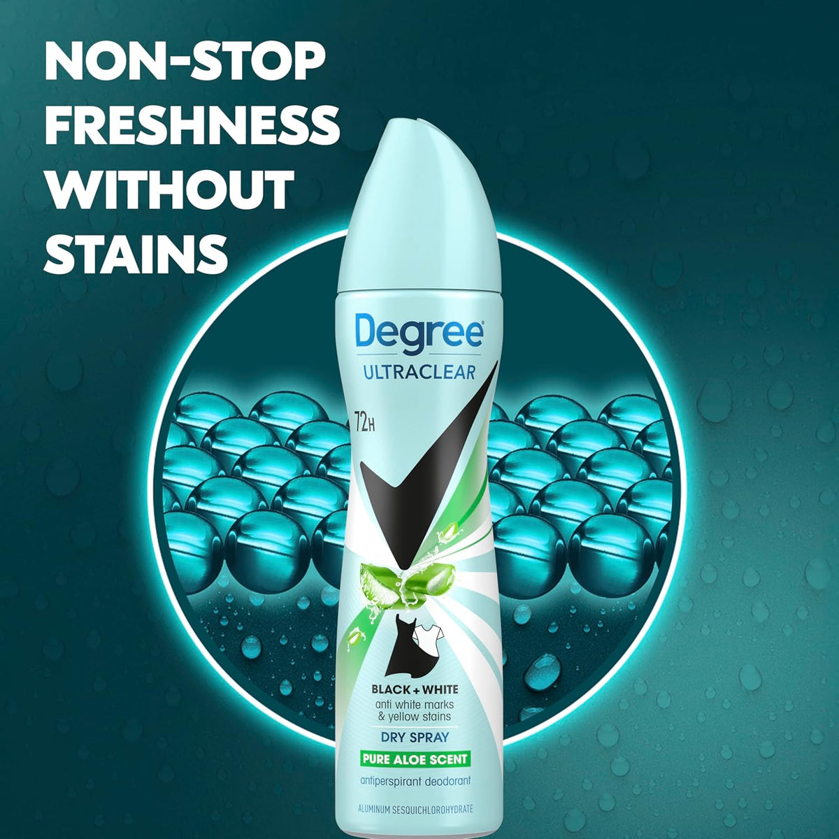 aerosol dry-spray format that dries fast on skin with no wet residue