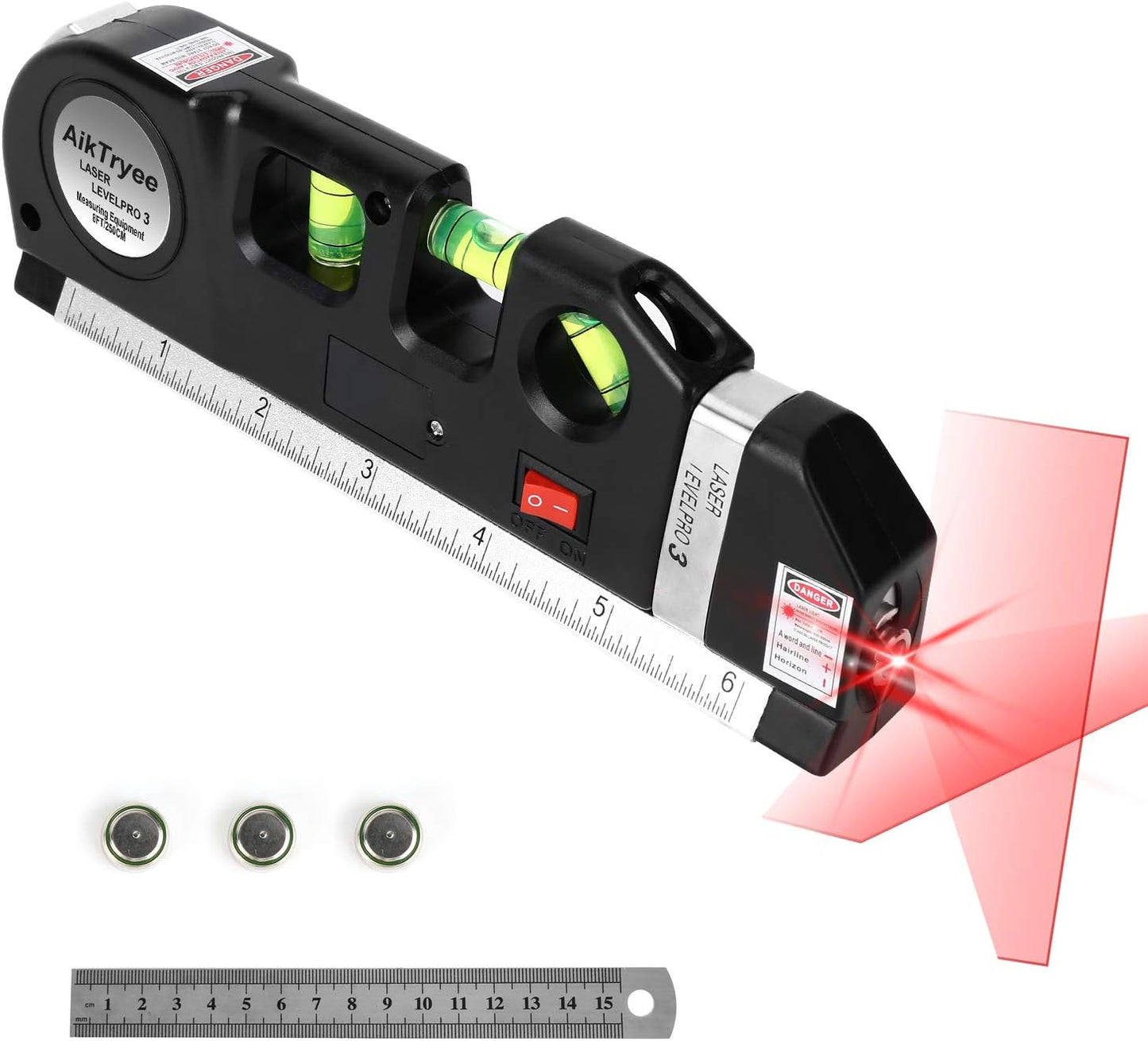AikTryee Laser Level with Tape Measure – Living Room and Gallery Wall Tool for Perfectly Aligned Picture Frames