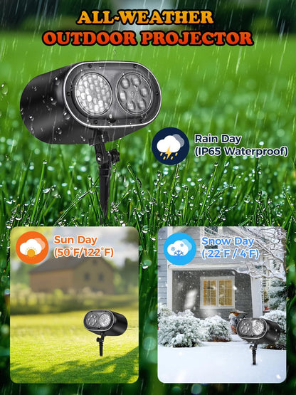 AIMENGME Holiday Projector Lights – Outdoor Patio and Garden Decor with 12 Halloween and Christmas Patterns