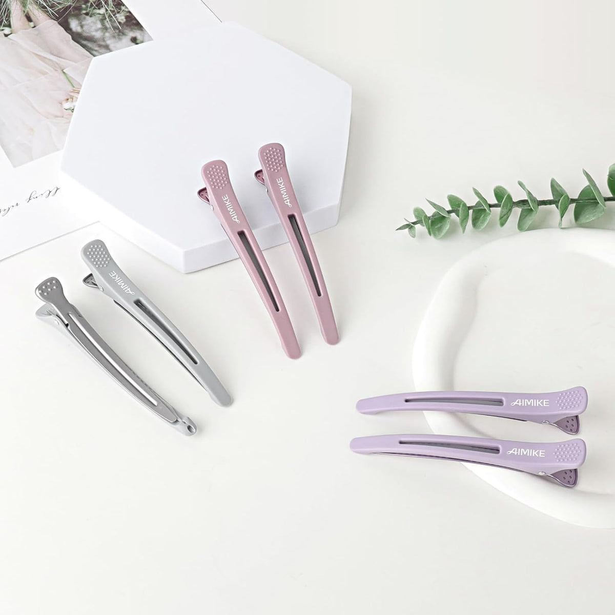 AIMIKE Matte Hair Sectioning Clips – Restorative Hair Tools for At-Home Pampering, Lightweight Clips for Roller Sessions