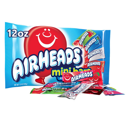 Airheads Candy, Non-Melting Variety Pack Mini Bars for Outdoor 4th of July BBQs and Picnics, Individually Wrapped, 12oz