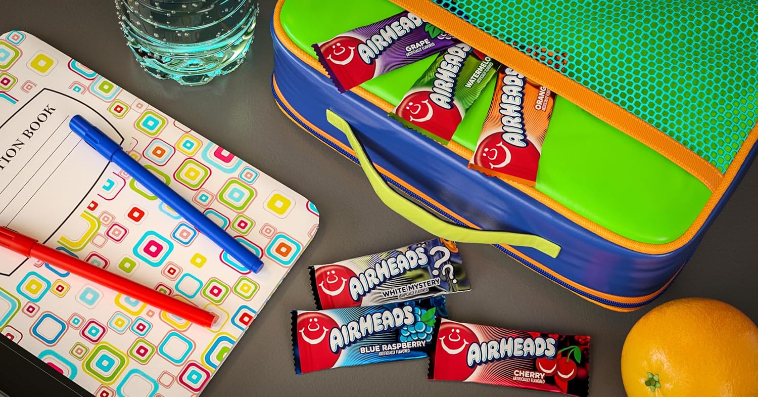 Airheads Sour Taffy Candy – Peanut-Free, Gluten-Free Snack Pack for School Parties and Birthday Goodie Bags
