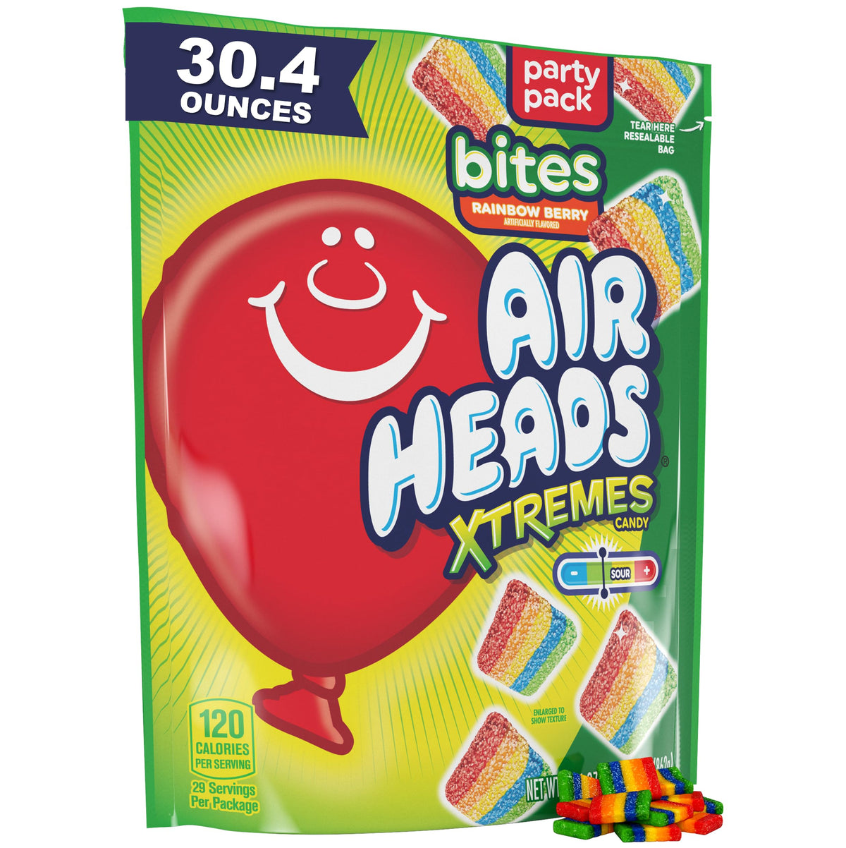 Airheads Xtremes Sour Candy Bites, Rainbow Berry, 30.4 Ounce Bag – Nut Free, Peanut Free, Gluten Free Bulk Chewy Candy for Safer School and Office Snacking
