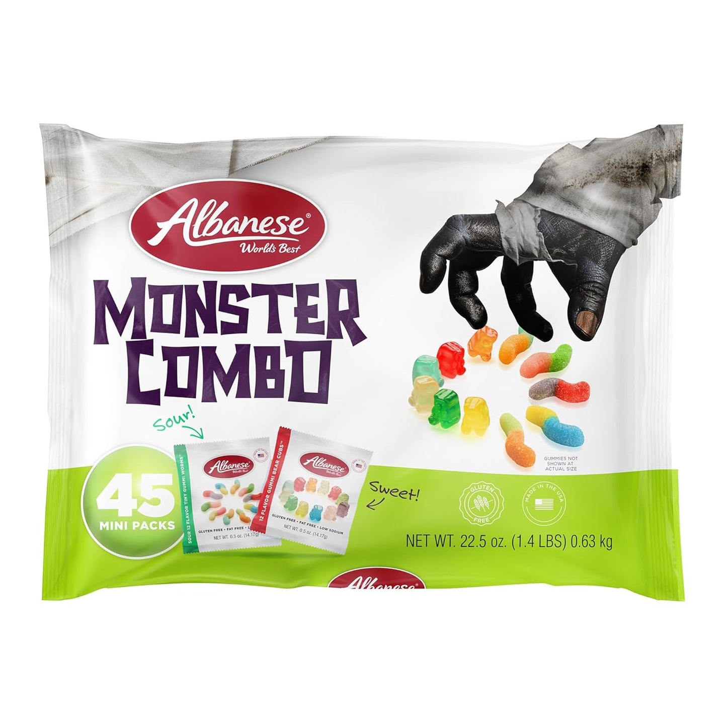 Albanese World's Best Halloween Gummi Bear Cubs 50 Pack – Pre-Packaged Party Favor Bags for Halloween Gathering Hosts