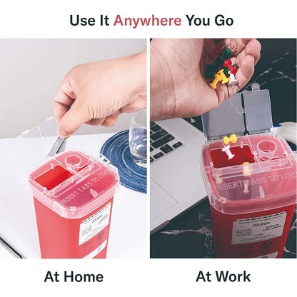 Alcedo Sharps Container 1 Quart – Travel-Sized Needle Disposal Bin for Road Trips and Hotel Stays