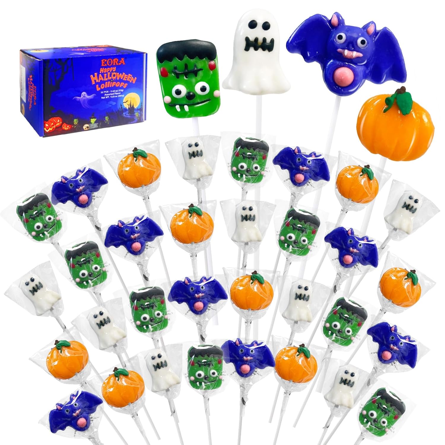 Allergen Free and Individually Wrapped Halloween Lollipops 42 Pack, Safer Trick or Treat Candy for Sensitive Kids and Classroom Sharing