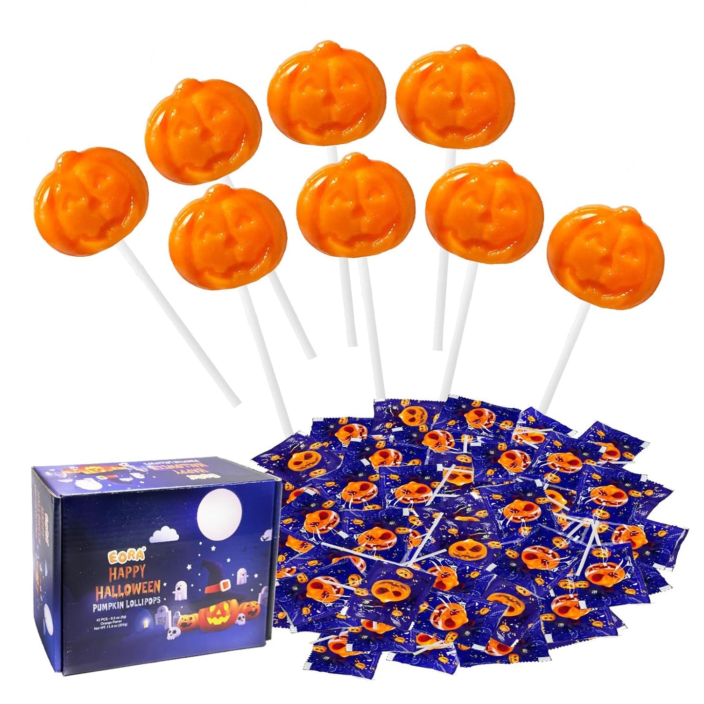 Allergen Free and Individually Wrapped Halloween Lollipops 42 Pack, Safer Trick or Treat Candy for Sensitive Kids and Classroom Sharing