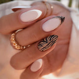 Almond Press on Nails Medium with Designs – Designer Reusable Nail Kit, 3D Flower Full Cover Luxury Press on Set