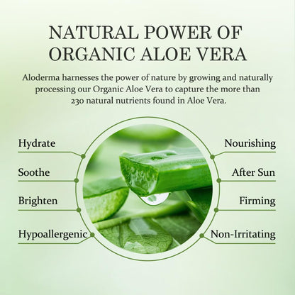 Aloderma Aloe Vera Gel – Family-Safe After-Sun Soother for Kids & Parents, Gentle Organic Aloe