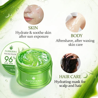 Aloderma Aloe Vera Gel – Family-Safe After-Sun Soother for Kids & Parents, Gentle Organic Aloe
