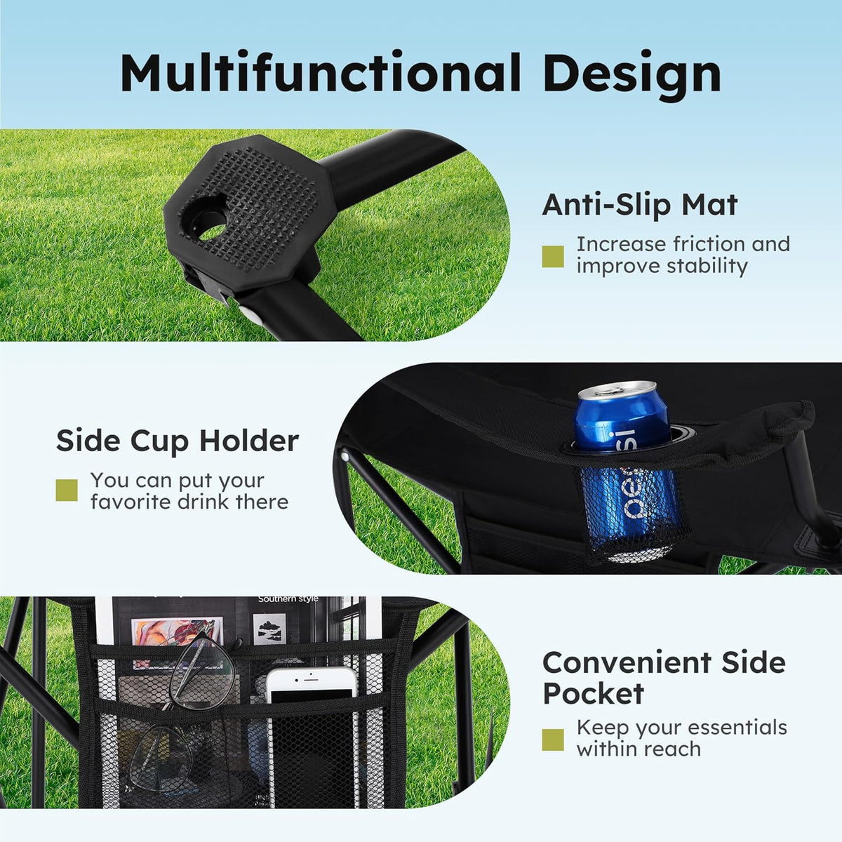 ALPHA CAMP 2-Pack Portable Folding Chair Set – Valentine's Day Gift for Couples Who Camp, Tailgate, and Travel Together
