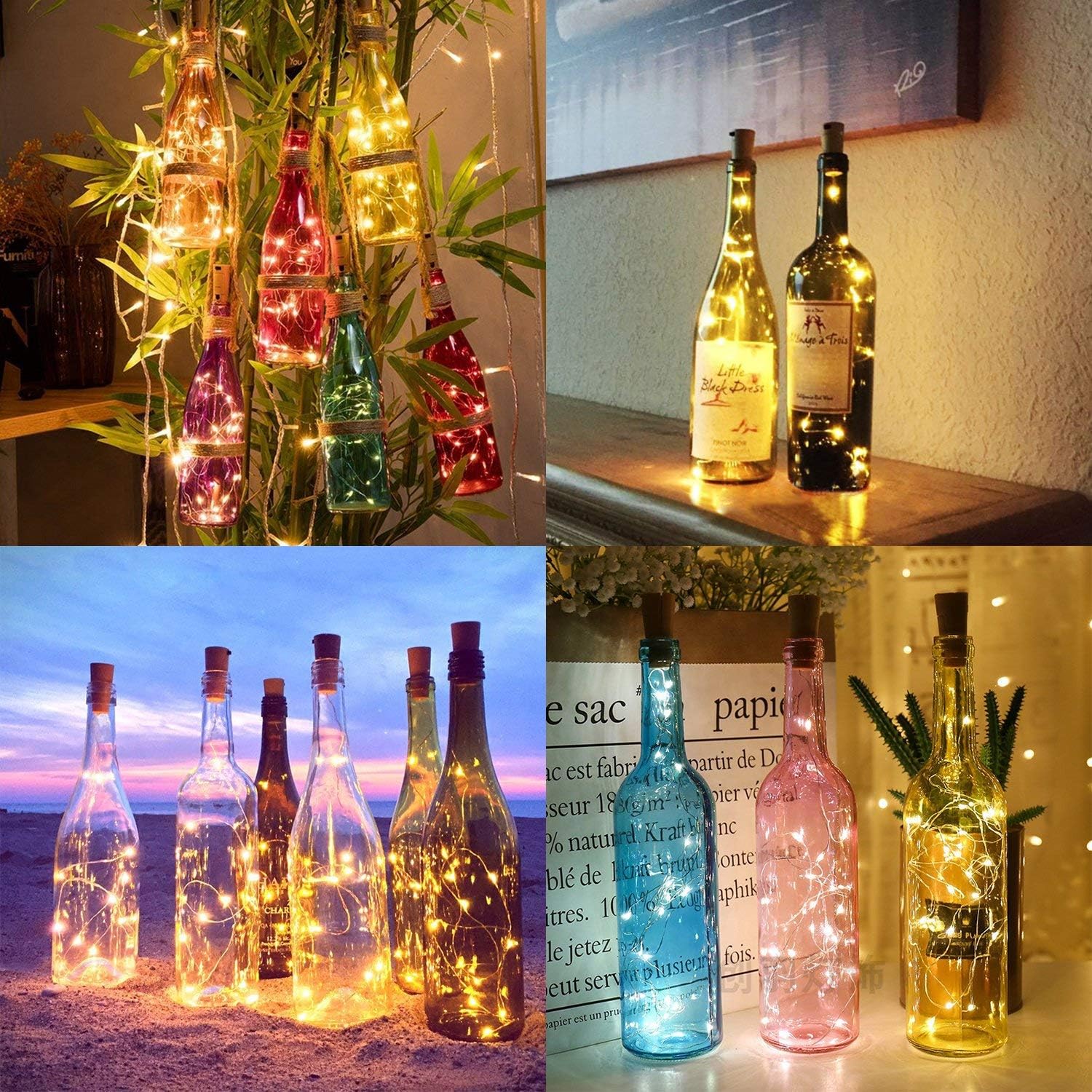 Aluan Cork-Shaped Wine Bottle Fairy Lights 10 Pack – Cozy Bedroom and Living Room Ambient Decor, Warm White String Lights