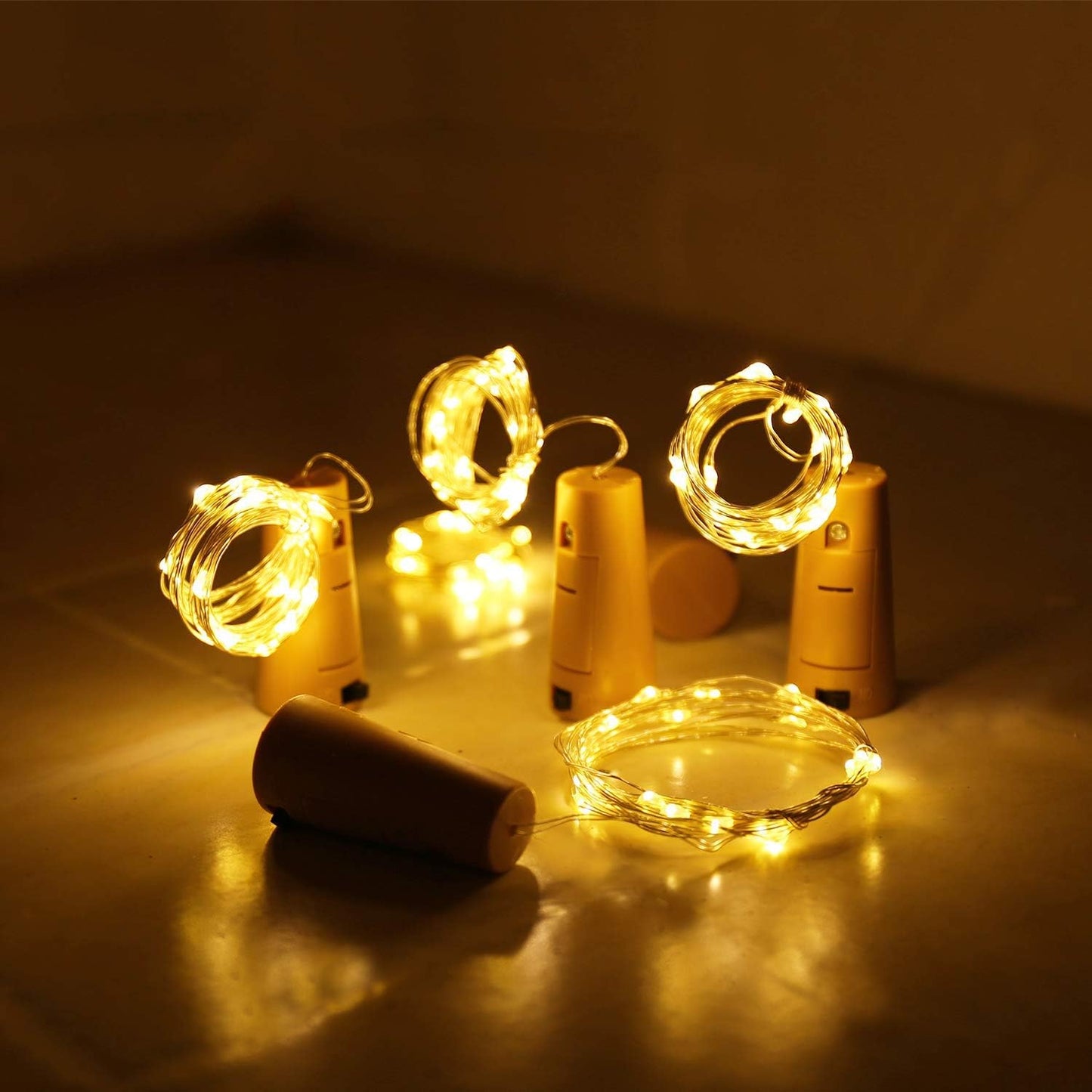 Aluan Cork-Shaped Wine Bottle Fairy Lights 10 Pack – Cozy Bedroom and Living Room Ambient Decor, Warm White String Lights