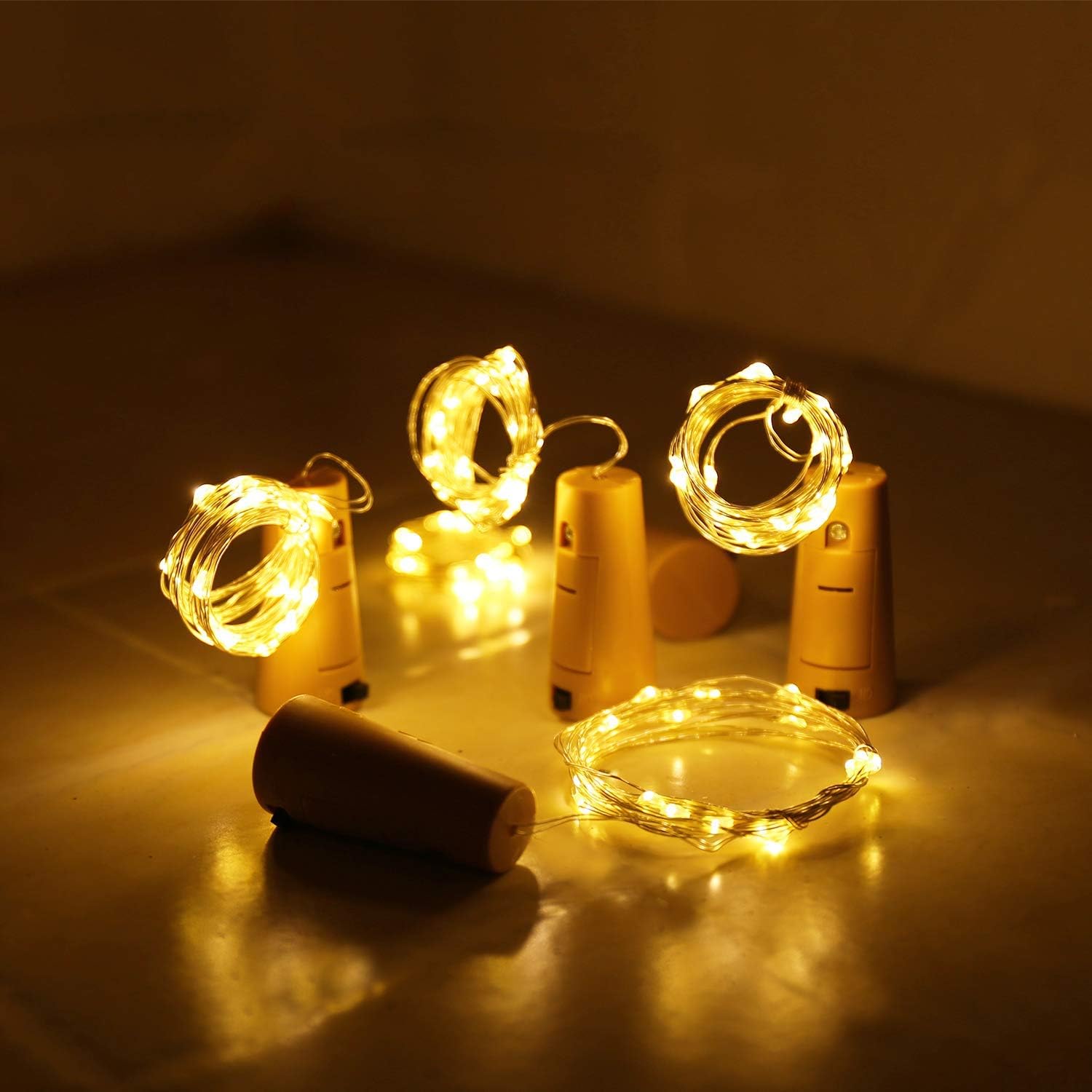 Aluan Cork-Shaped Wine Bottle Fairy Lights 10 Pack – Cozy Bedroom and Living Room Ambient Decor, Warm White String Lights