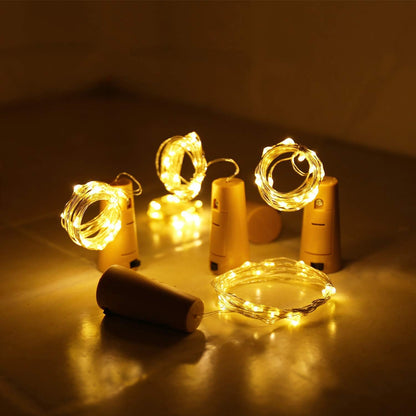 Aluan Cork-Shaped Wine Bottle Fairy Lights 10 Pack – Cozy Bedroom and Living Room Ambient Decor, Warm White String Lights