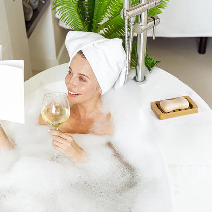 AmazerBath Bamboo Soap Holder 2 Pack – Clean Line Soap Dish for Uncluttered Kitchen Sink