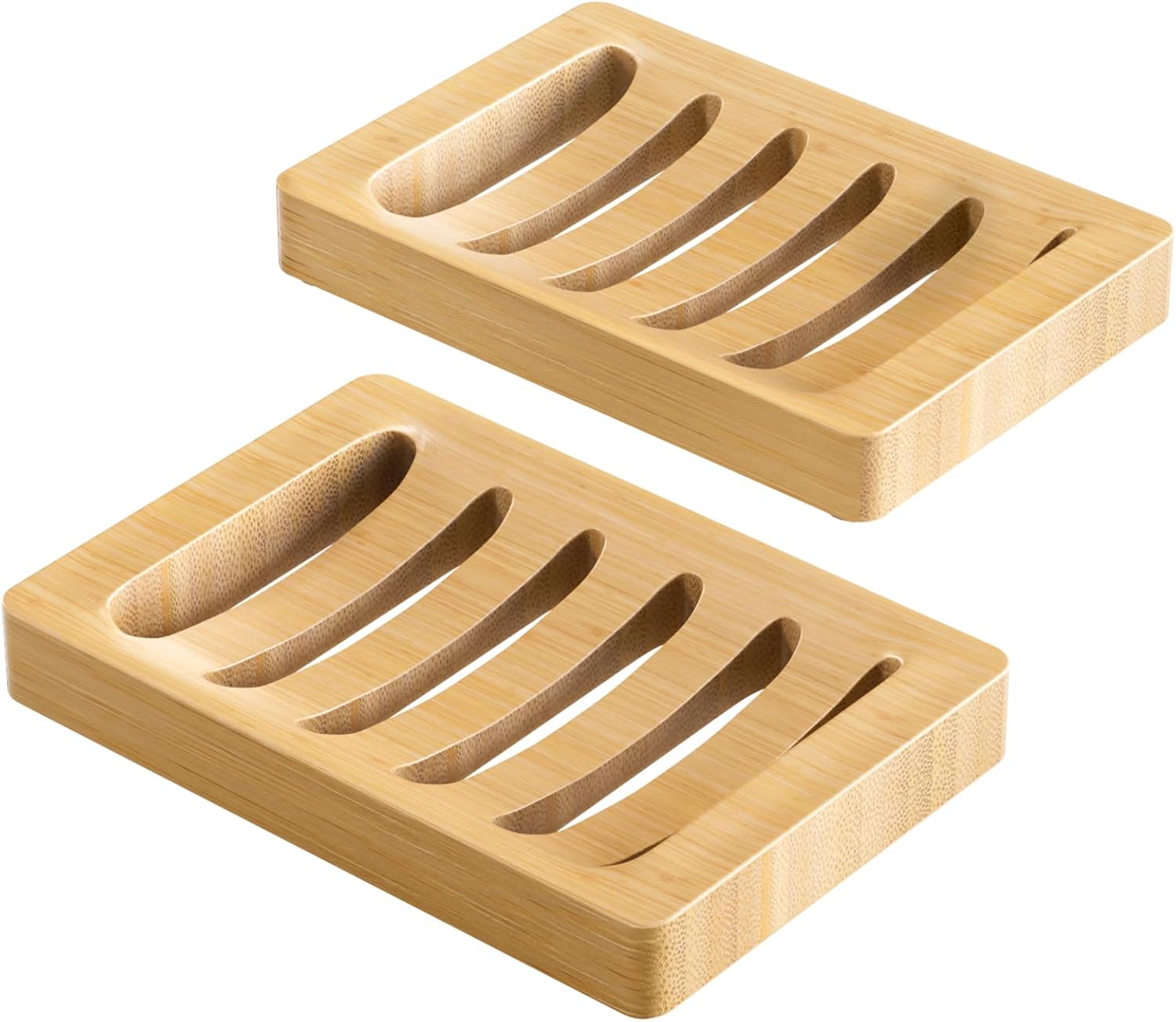 AmazerBath Bamboo Soap Holder 2 Pack – Clean Line Soap Dish for Uncluttered Kitchen Sink