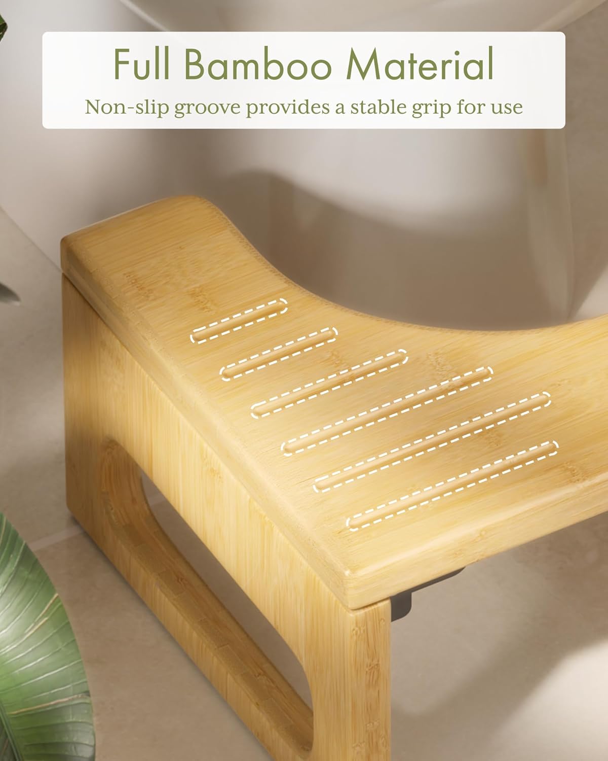 AmazerBath Bamboo Toilet Stool – Minimalist Bathroom Essential, Zero Assembly and Clutter-Free Foldable Form