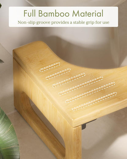 AmazerBath Bamboo Toilet Stool – Minimalist Bathroom Essential, Zero Assembly and Clutter-Free Foldable Form