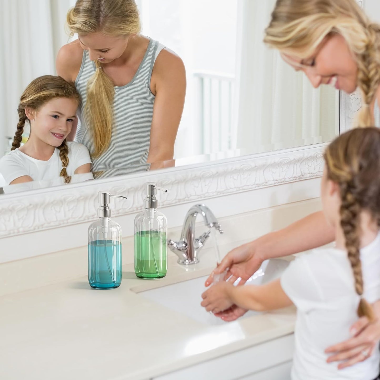 AmazerBath Glass Hand Soap Dispenser – Spa Style Bath Accessory for Wind-Down Self Care Routines