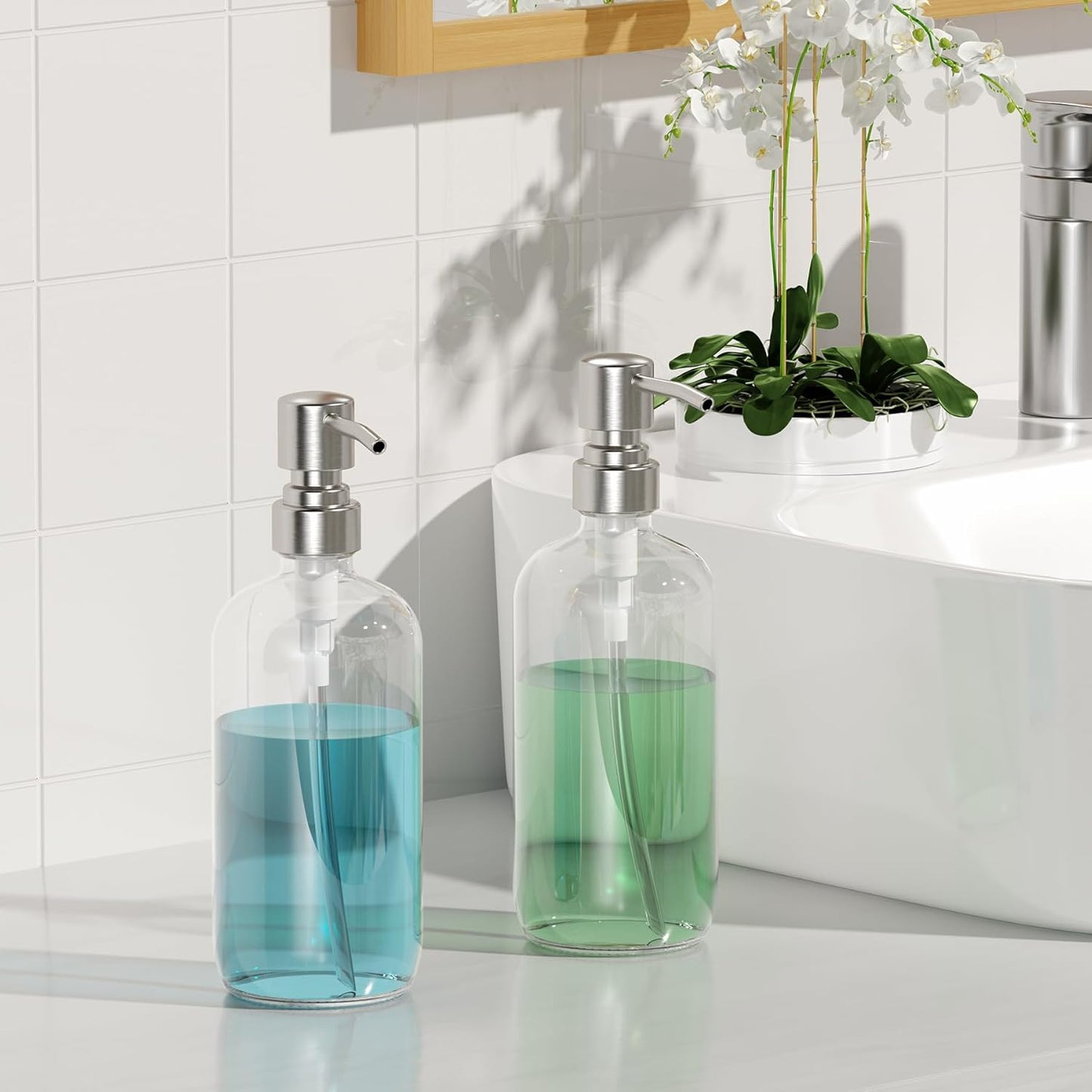 AmazerBath Glass Hand Soap Dispenser – Spa Style Bath Accessory for Wind-Down Self Care Routines