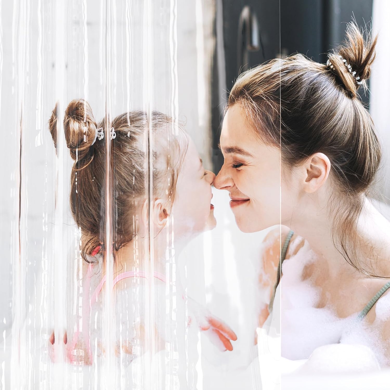 AmazerBath PEVA Shower Liner 2 Pack – Clear Extra Long 72x96 Minimalist Bathroom Curtain with Weighted Stones