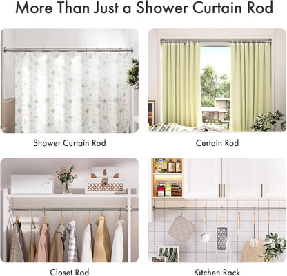 AmazerBath Tension Shower Curtain Rod – Minimalist Bathroom Hardware in Matte Black, No-Drill Adjustable Rod for Uncluttered Spaces