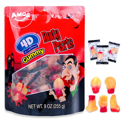 Amos 4D Body Parts Gummy Candy – Quirky Halloween Care Package Gift for College Students & Office Candy Swap