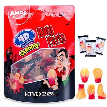 Amos 4D Body Parts Gummy Candy – Quirky Halloween Care Package Gift for College Students & Office Candy Swap