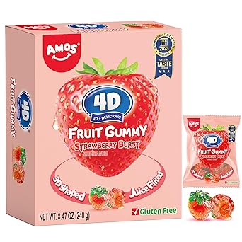 AMOS 4D Gummy Candy Grape Burst – Easter Egg Stuffer for Kids' Egg Hunt, 3D Grape Shaped Mini Packs