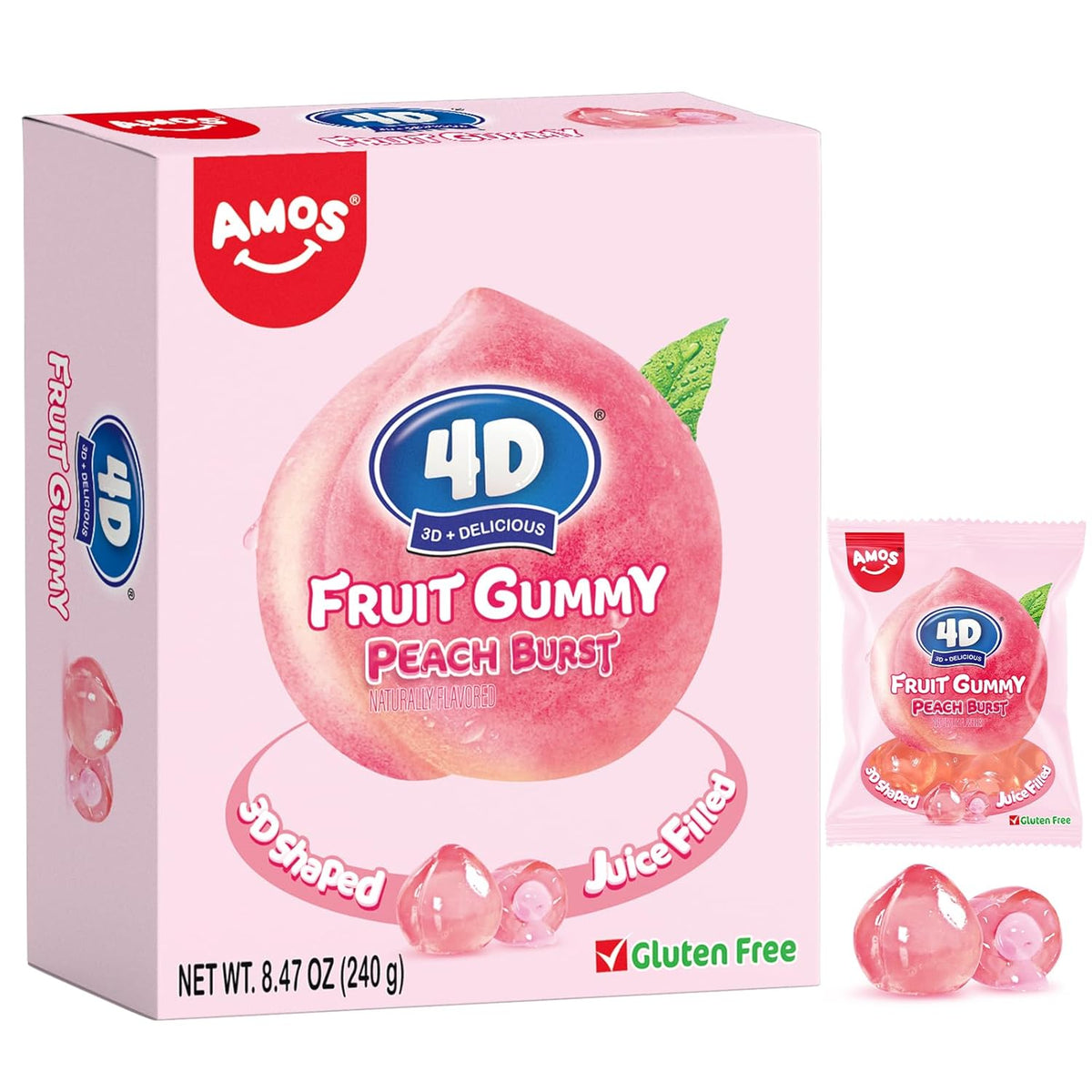 AMOS 4D Gummy Candy Grape Burst – Easter Egg Stuffer for Kids' Egg Hunt, 3D Grape Shaped Mini Packs