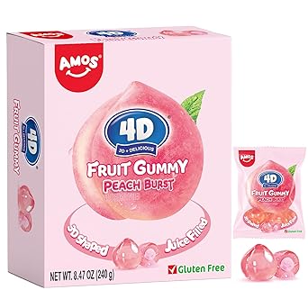 AMOS 4D Gummy Candy Grape Burst – Easter Egg Stuffer for Kids' Egg Hunt, 3D Grape Shaped Mini Packs