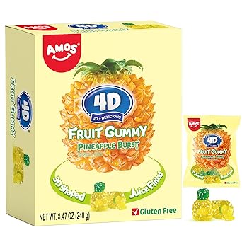 AMOS 4D Gummy Candy Grape Burst – Easter Egg Stuffer for Kids' Egg Hunt, 3D Grape Shaped Mini Packs