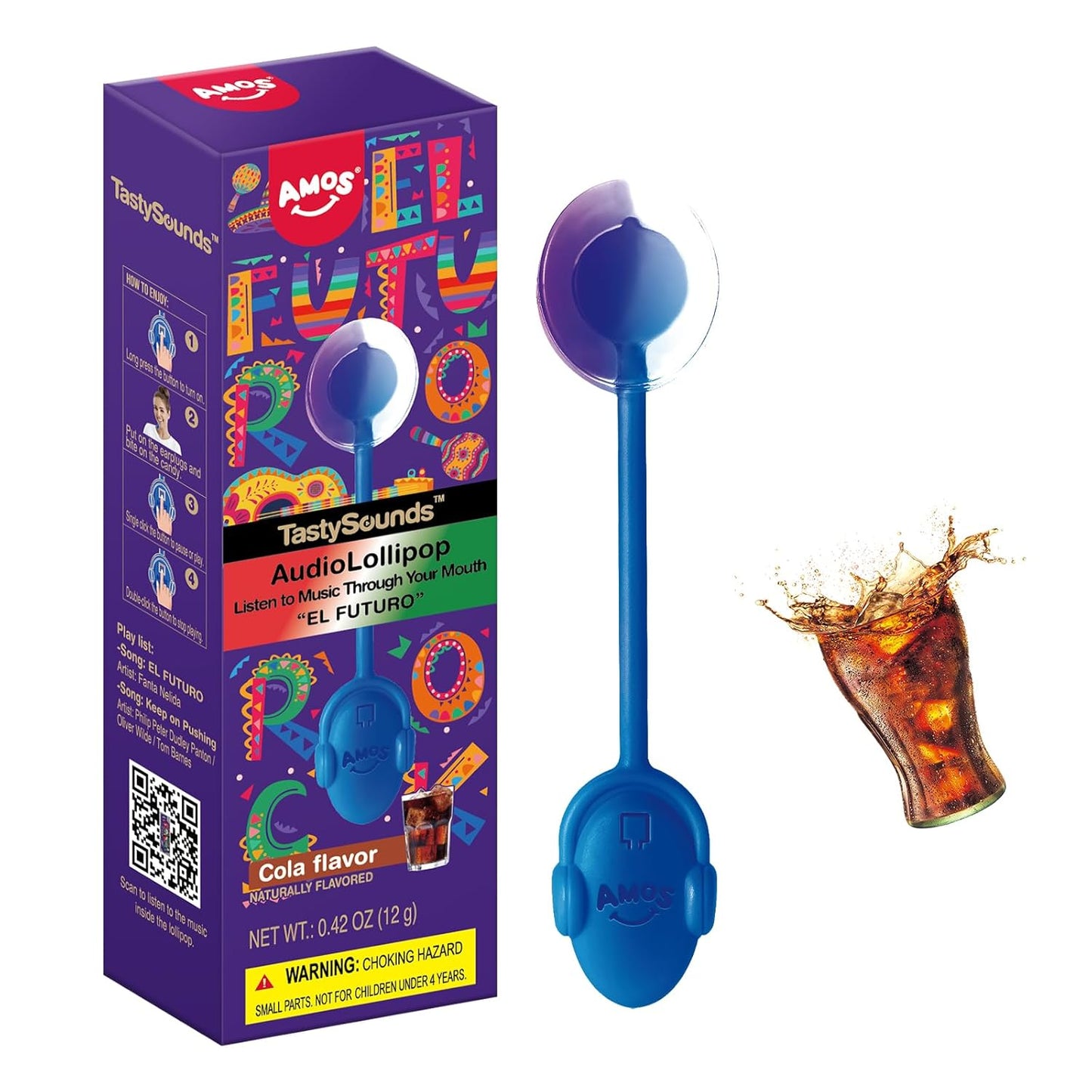 Amos Music Lollipop Candy – Safe Classroom Valentine Exchange Treat, Individually Wrapped Sugar-Free Candy for Kids