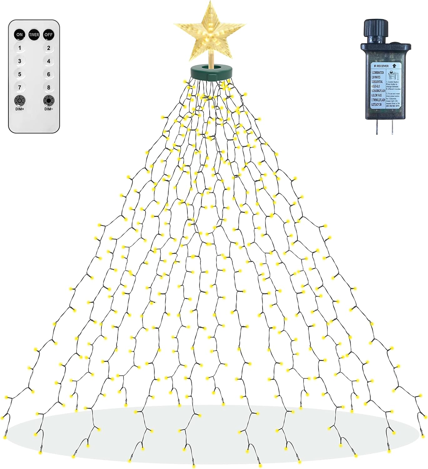 aneeway 410 LED Cascading Star Fairy Lights – Warm White Bedroom & Living Room Decor with 8 Modes and Timer