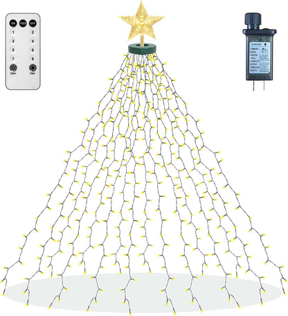 aneeway 410 LED Cascading Star Fairy Lights – Warm White Bedroom & Living Room Decor with 8 Modes and Timer