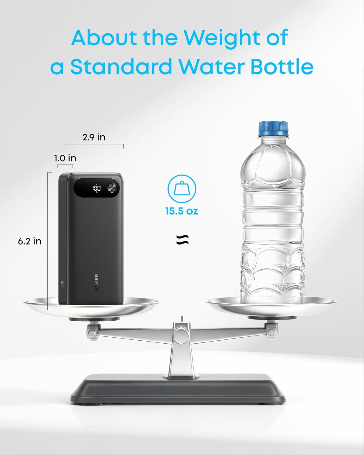 Anker 87W Portable Charger in Matte Black or White, Streamlined 20000mAh Power Bank with Integrated Cable for Clean Setups