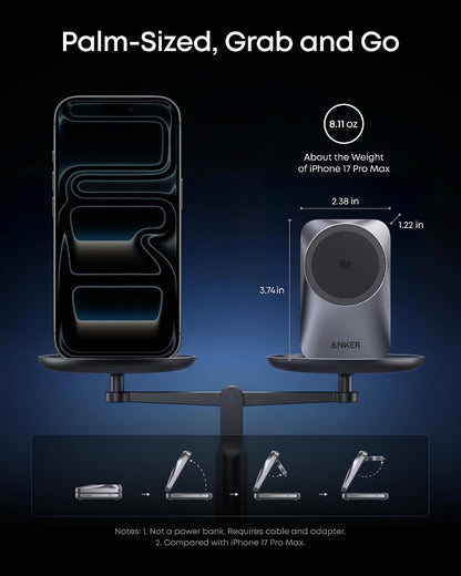 Anker Prime Qi2.2 3-in-1 Foldable Apple Charger – Compact Workstation Power Source Replacing Three Chargers for Productive Professionals With Apple Ecosystems