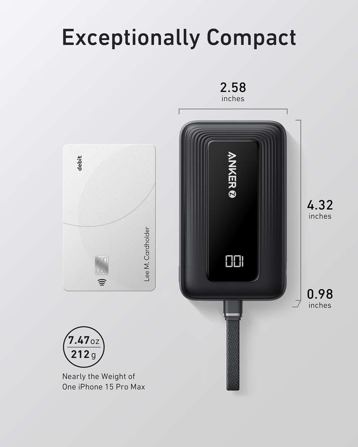 Anker Understated 30W Portable Charger 10,000mAh One-Cable USB-C Design for Capsule Wardrobe and EDC Pockets