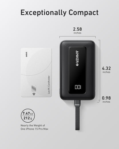 Anker Understated 30W Portable Charger 10,000mAh One-Cable USB-C Design for Capsule Wardrobe and EDC Pockets